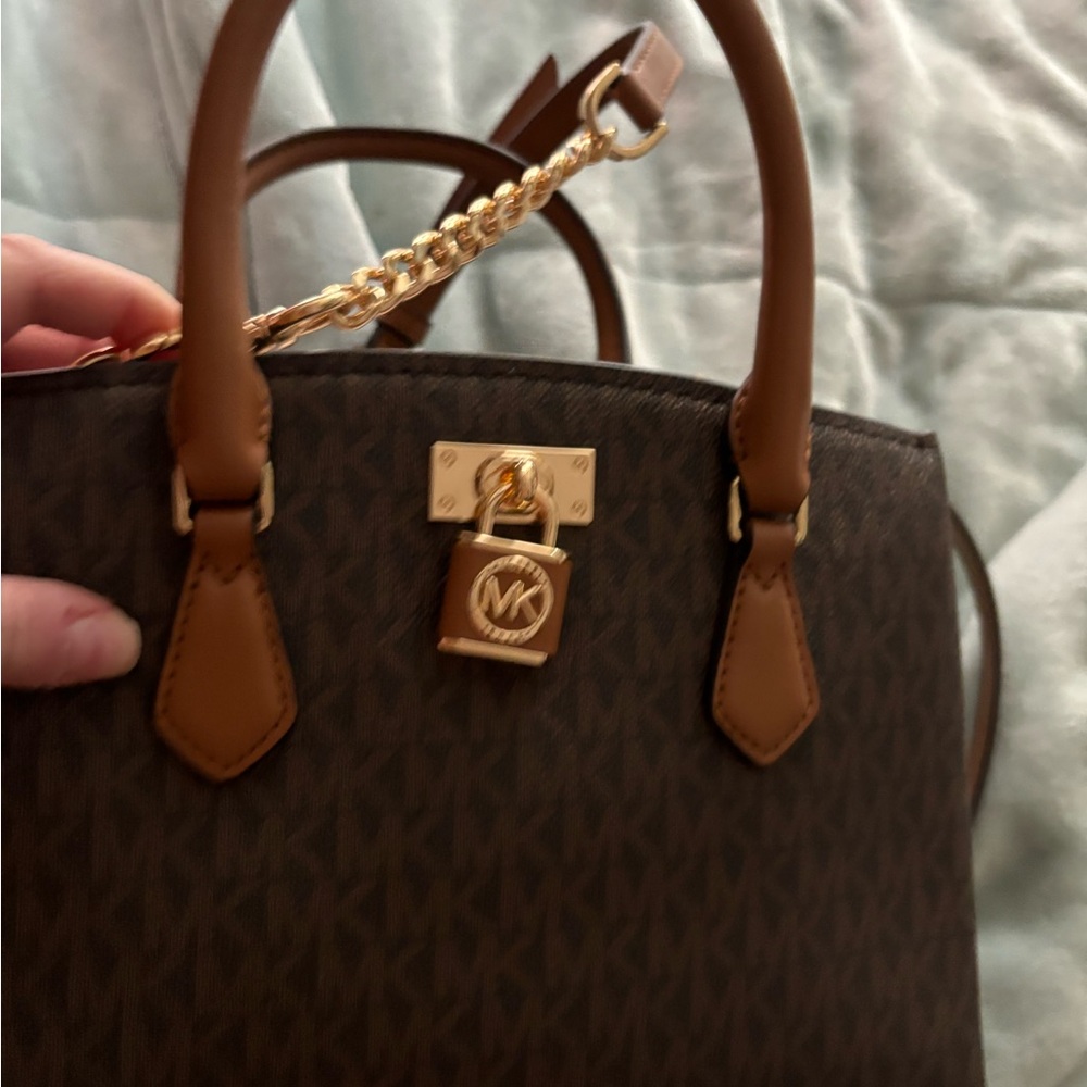 Michael Kors Brown and Gold Crossbody Bag